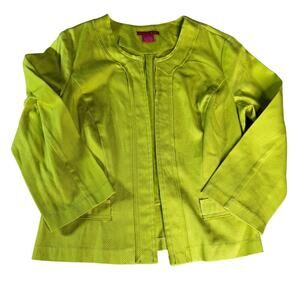 Sunny Leigh Women's sz 4 Chartreuse Jacket Open Front Stretch Textured